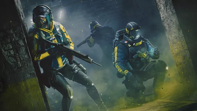 How to download the Rainbow Six Extraction trial: Three operators stand together.