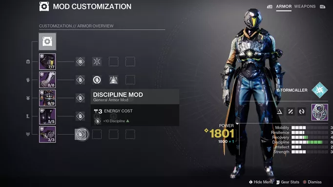Destiny 2 Build Crafting: the new mod customisation menu