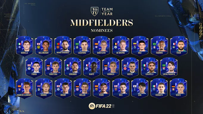 FIFA 22 TOTY Nominees Midfielders